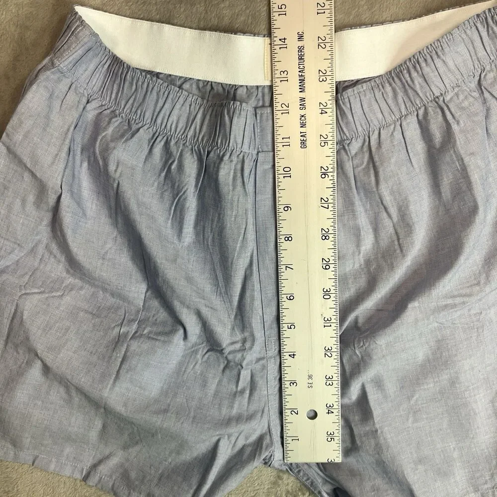 J Crew Boxer Underwear Mens L Blue Cotton Woven Elastic‎ Waist Lightweight BV599